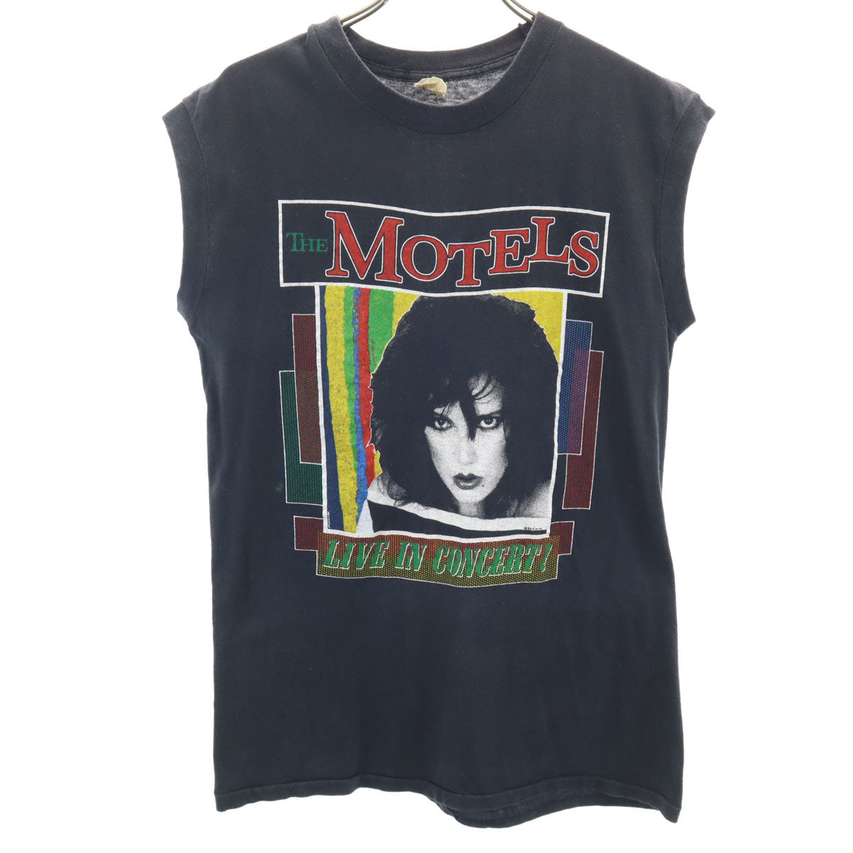 SCREEN STARS スクリーンスターズ 80s USA製 ヴィンテージ THE MOTELS ノースリーブ タンクトップ M ブラック モーテルズ メンズ