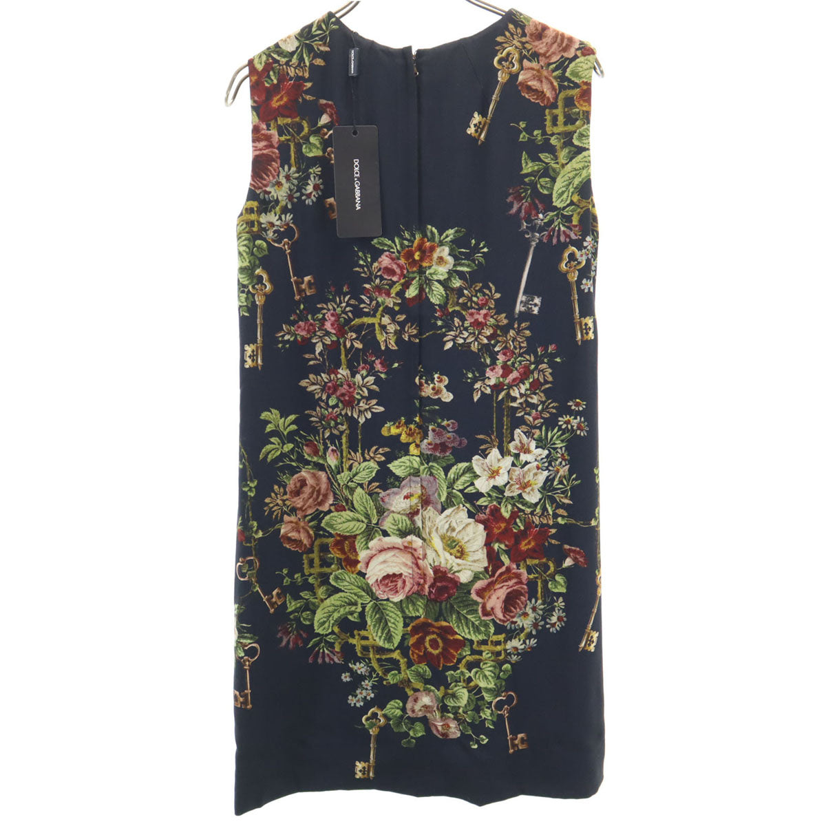 未使用 DOLCE&GABBANA ドルチェアンドガッバーナ イタリア製 花柄 ノースリーブ ミニワンピース 40 ブラック レディース