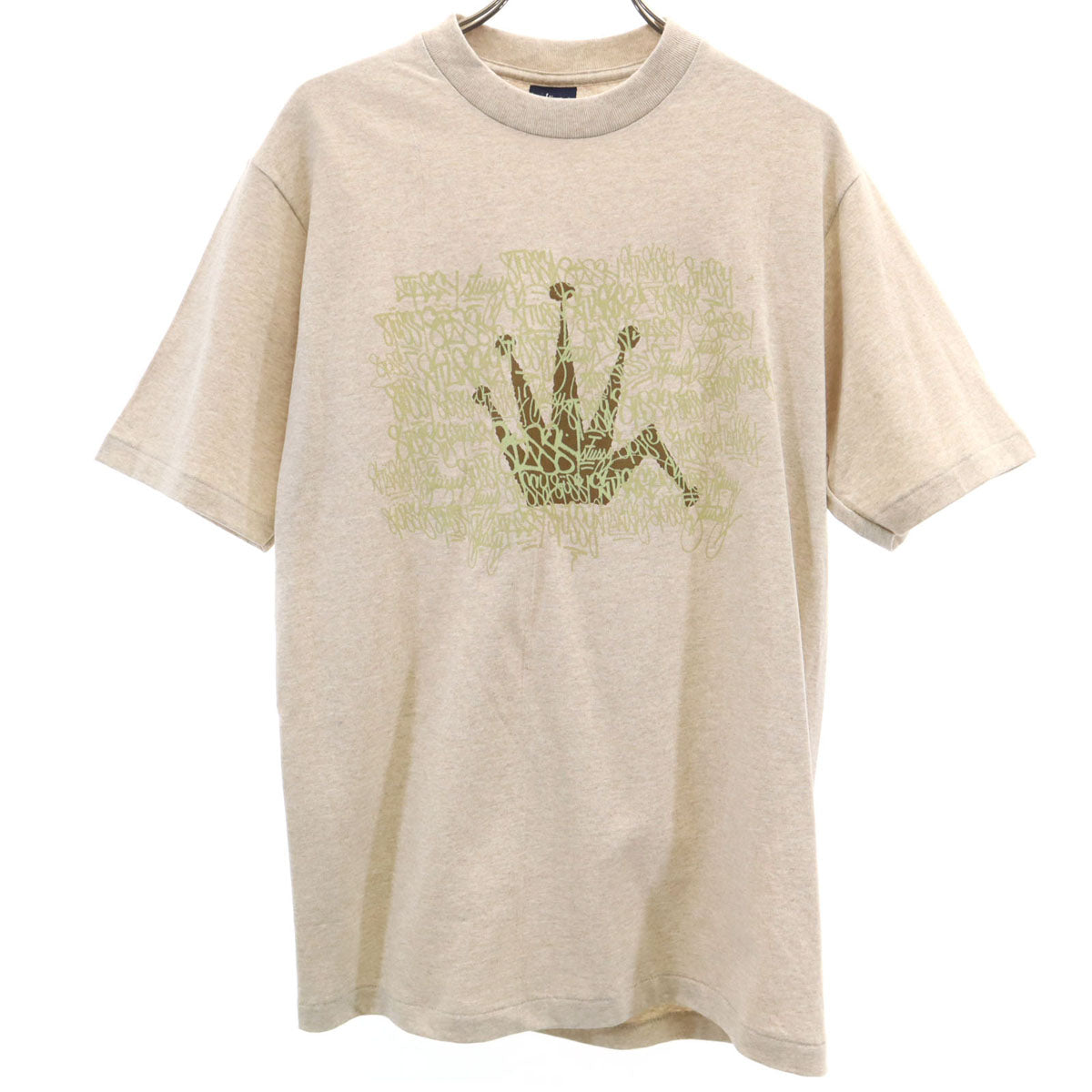 STUSSY ステューシー 90s 紺タグ オールド 半袖 Tシャツ S ベージュ メンズ