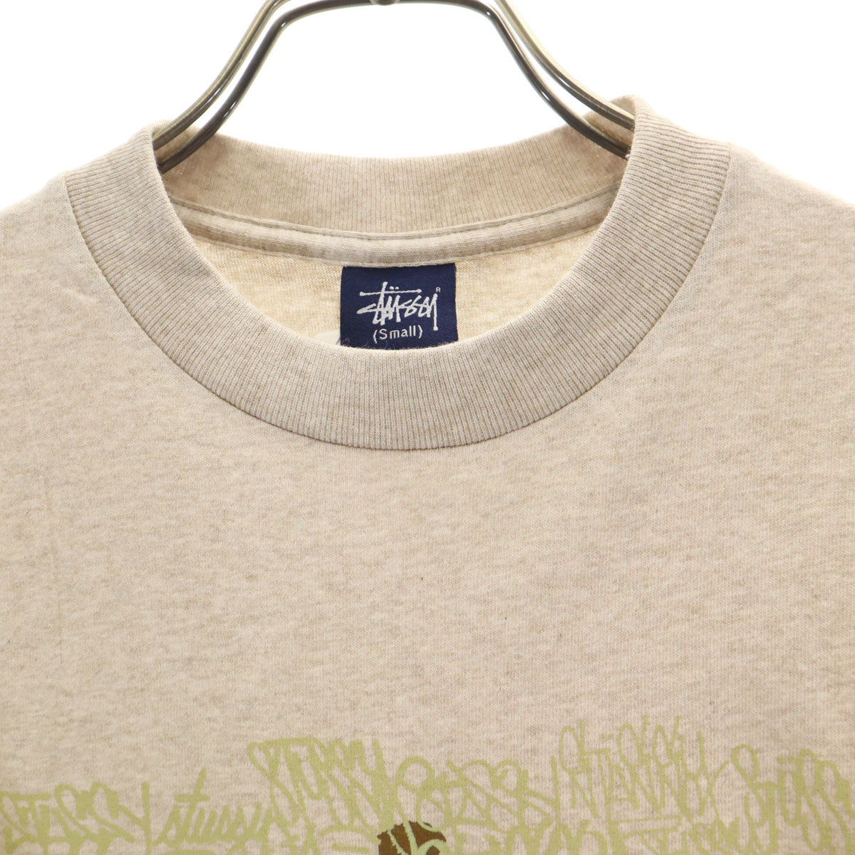 STUSSY ステューシー 90s 紺タグ オールド 半袖 Tシャツ S ベージュ メンズ