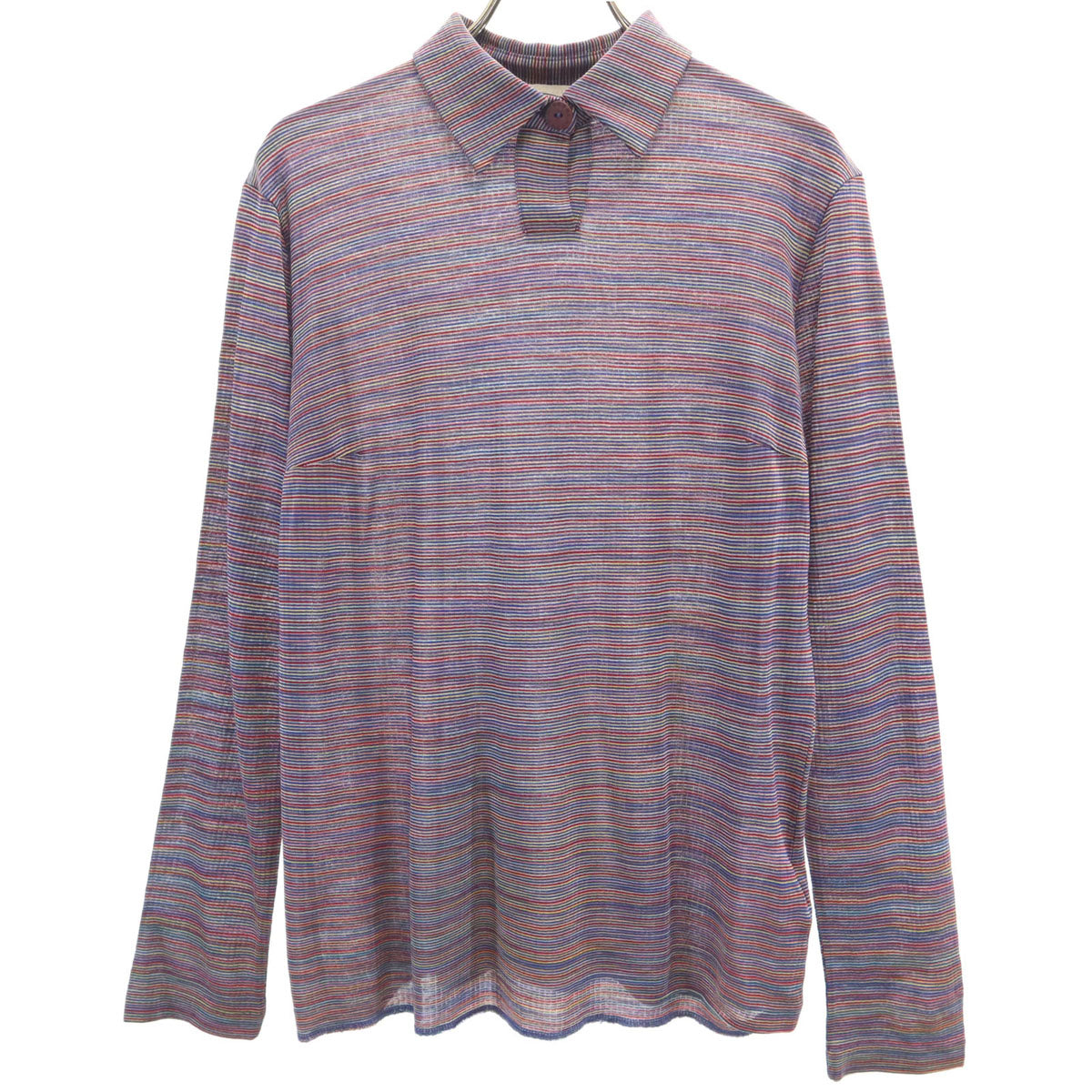MISSONI SPORT ミッソーニスポーツ イタリア製 ボーダー柄 長袖 ポロシャツ 44 マルチ レディース