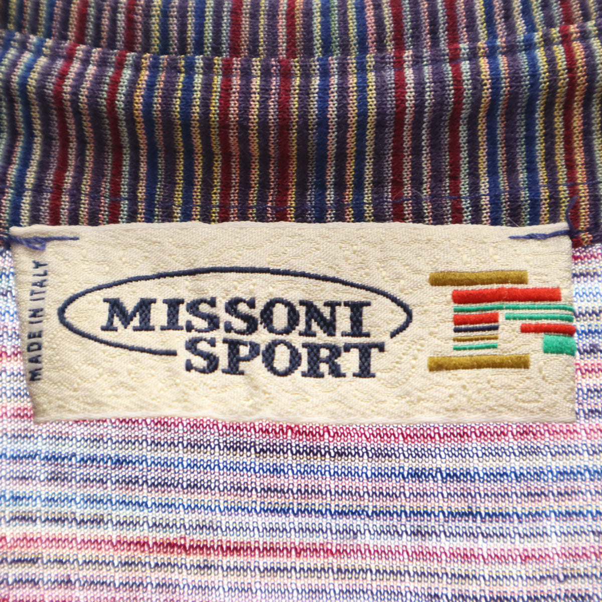 MISSONI SPORT ミッソーニスポーツ イタリア製 ボーダー柄 長袖 ポロシャツ 44 マルチ レディース