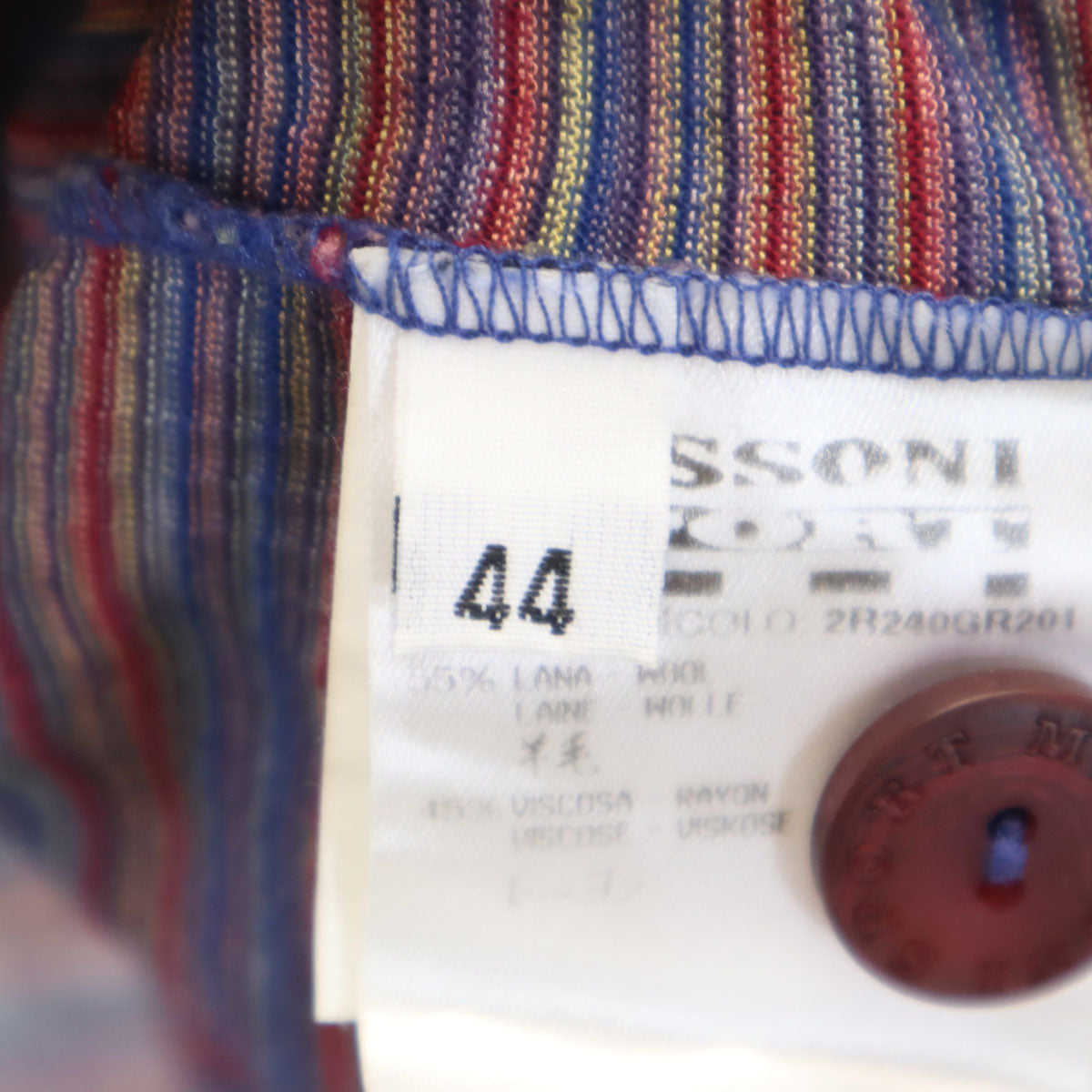 MISSONI SPORT ミッソーニスポーツ イタリア製 ボーダー柄 長袖 ポロシャツ 44 マルチ レディース