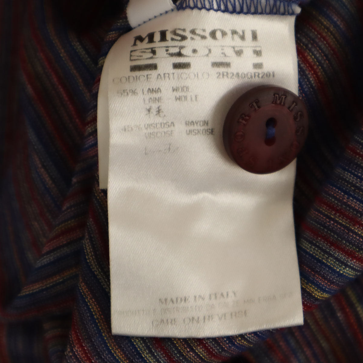 MISSONI SPORT ミッソーニスポーツ イタリア製 ボーダー柄 長袖 ポロシャツ 44 マルチ レディース