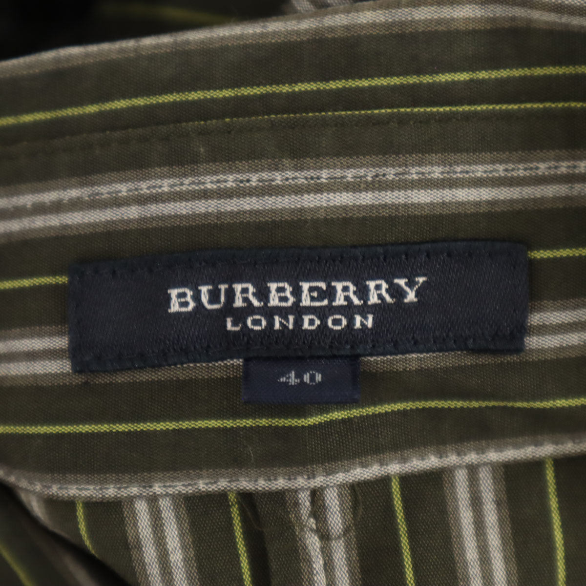BURBERRY LONDON バーバリーロンドン 斜ストライプ柄 7分袖 シャツ 40 カーキ 三陽商会 レディース