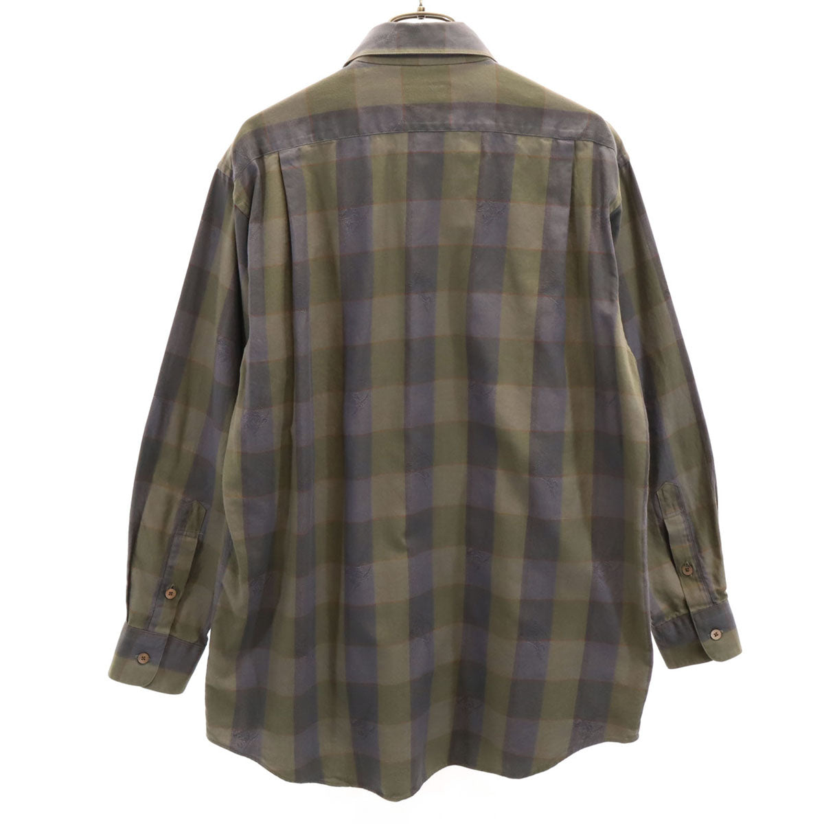 Burberrys バーバリーズ 90s 日本製 オールド チェック柄 長袖 コットンシャツ M チャコールグレー メンズ