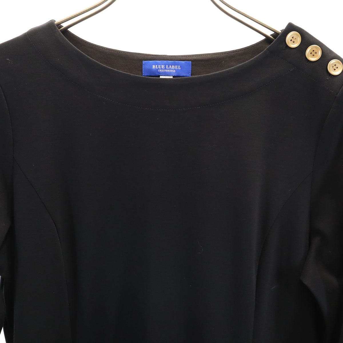 BLUE LABEL CRESTBRIDGE ブルーレーベルクレストブリッジ 長袖 ロングワンピース 38 ブラック レディース