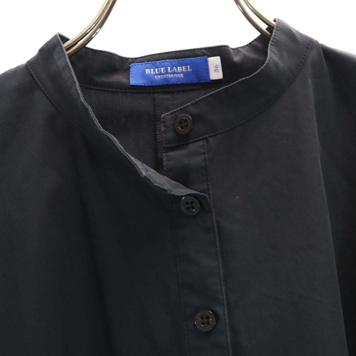 BLUE LABEL CRESTBRIDGE ブルーレーベルクレストブリッジ 長袖 シャツワンピース 36 濃紺 レディース