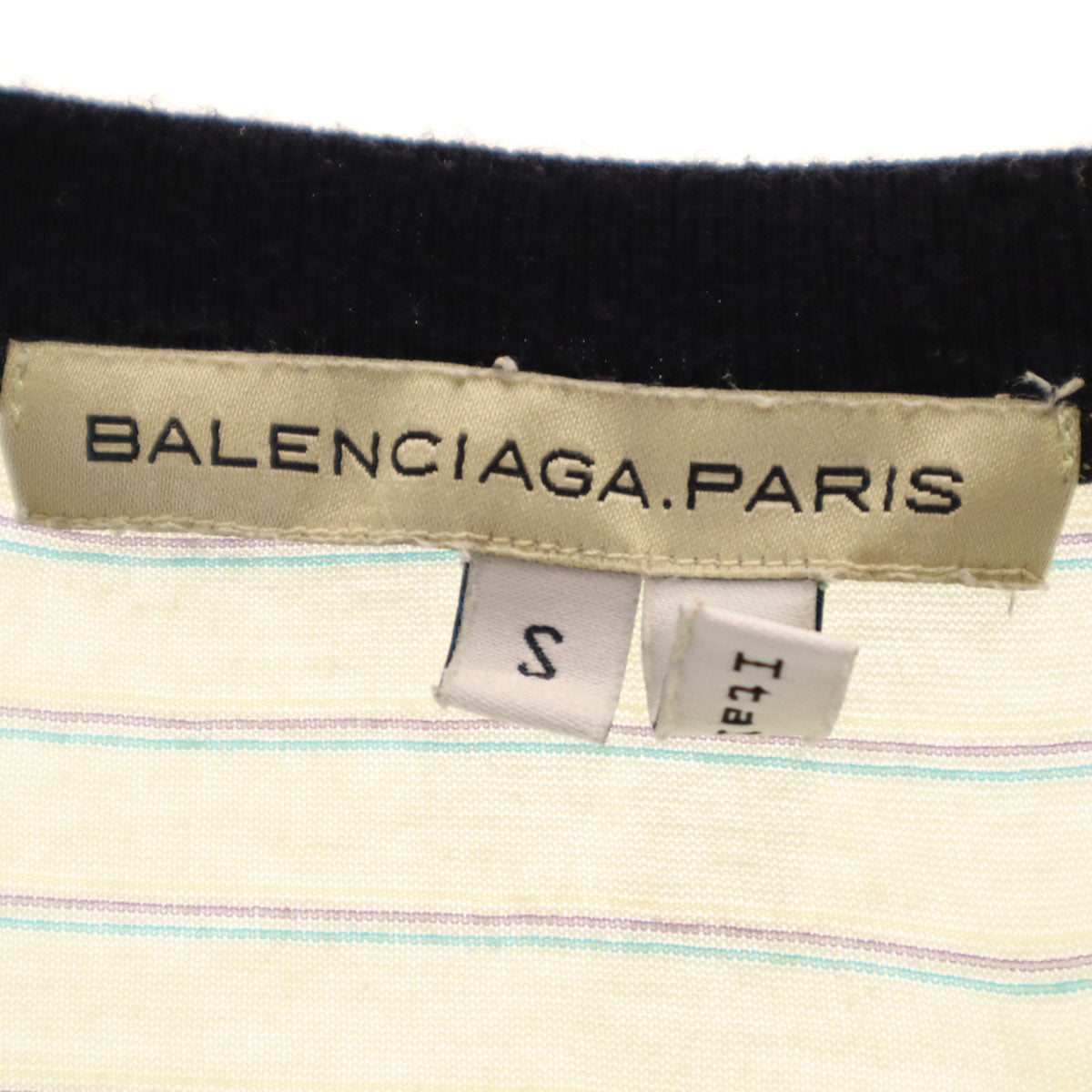 BALENCIAGA.PARIS バレンシアガ パリス UNITED ARROWS ユナイテッドアローズ取扱 イタリア製 ボーダー柄 ノースリーブ ワンピース S ライトイエロー レディース