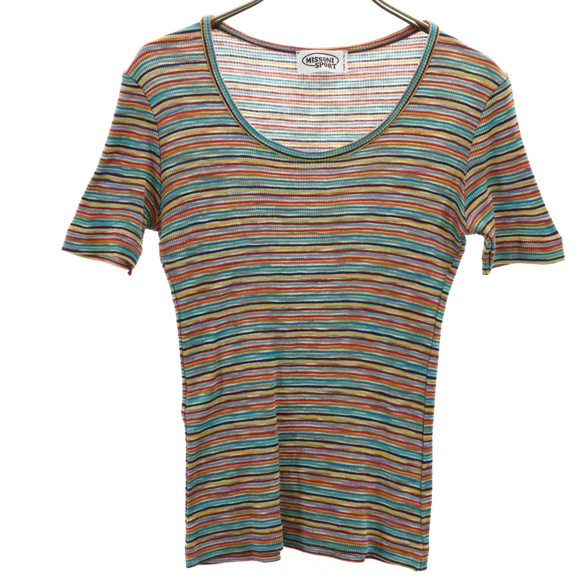 MISSONI SPORT ミッソーニスポーツ イタリア製 ボーダー柄 半袖 カットソー 46 マルチ レディース