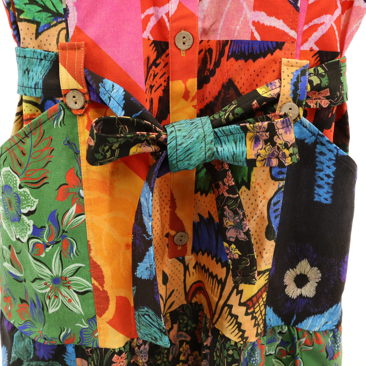 未使用 Desigual デシグアル M. Christian Lacroix ムッシュ・クリスチャン・ラクロワ コラボ 花柄 半袖 パッチワーク シャツワンピース S マルチ レディース