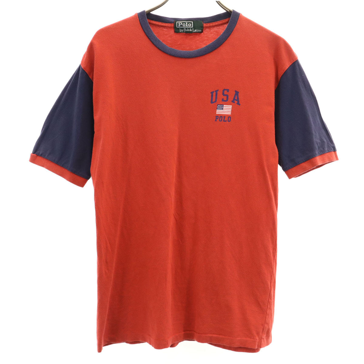 Polo by Ralph Lauren ポロバイラルフローレン 80s ヴィンテージ 緑タグ ボーイズ 半袖 リンガー Tシャツ 160 レッド キッズ