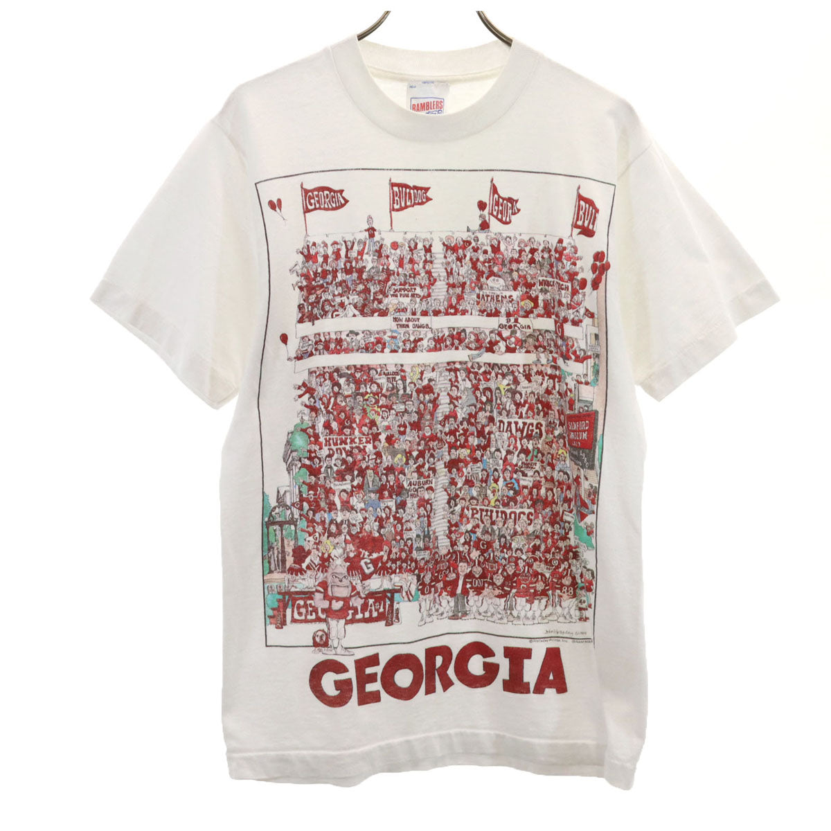 RAMBLERS ランブラーズ GEORGIA BULLDOGS 半袖 シングルステッチ Tシャツ M ホワイト メンズ