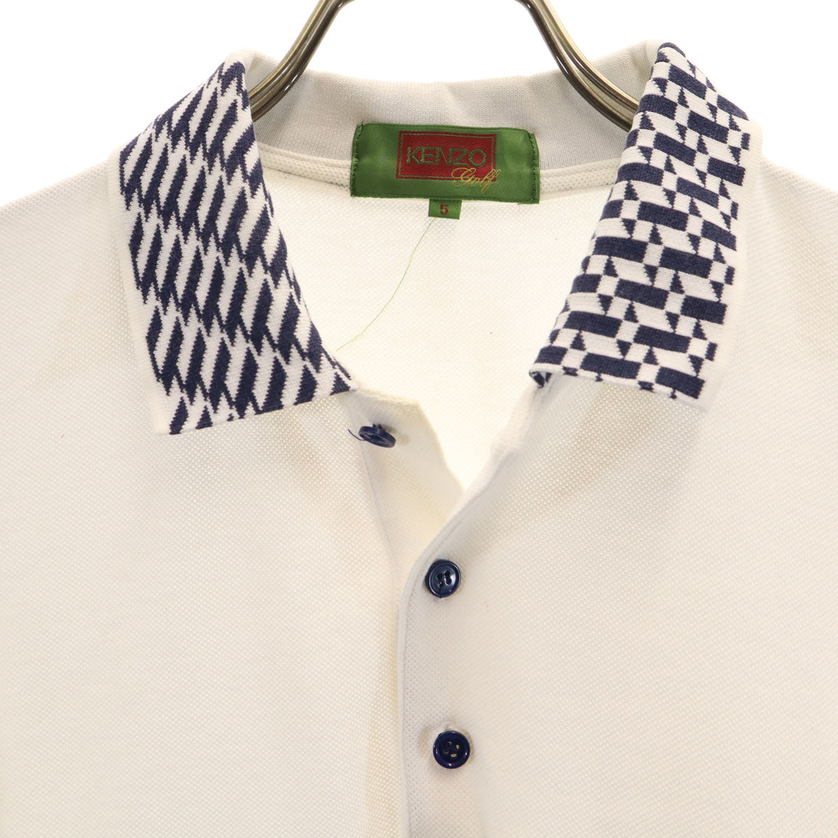 KENZO GOLF ケンゾーゴルフ 90s オールド 半袖 ポロシャツ 5 ホワイト 鹿の子 メンズ