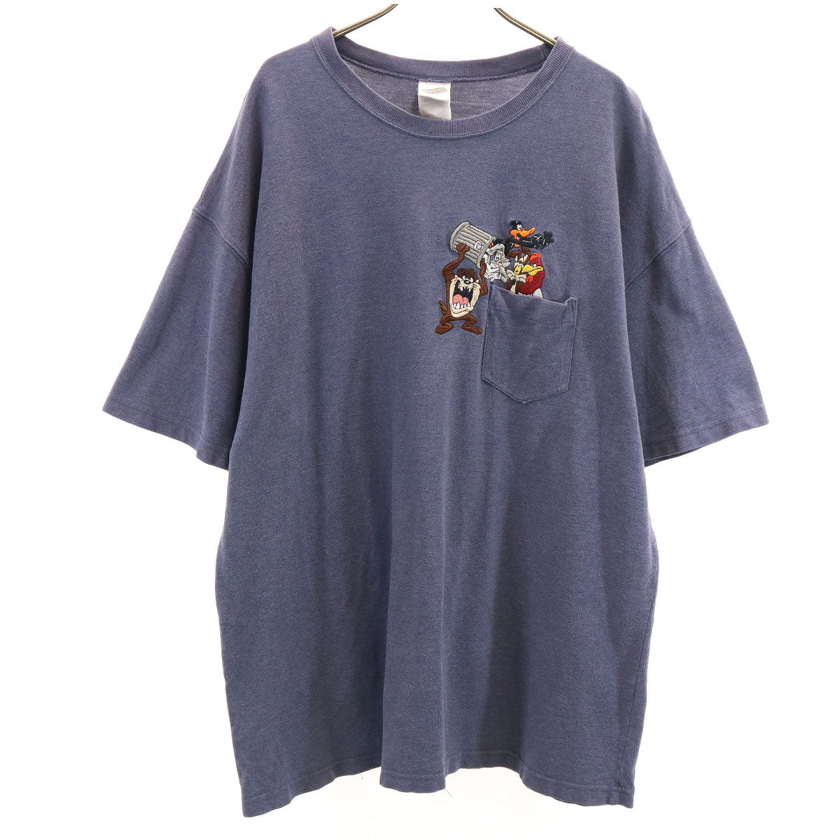 WARNER BROS. STUDIO STORE ワーナーブラザーススタジオストア ルーニー・テューンズ刺繍 半袖 Tシャツ XXL ネイビー 鹿の子 ビッグサイズ メンズ