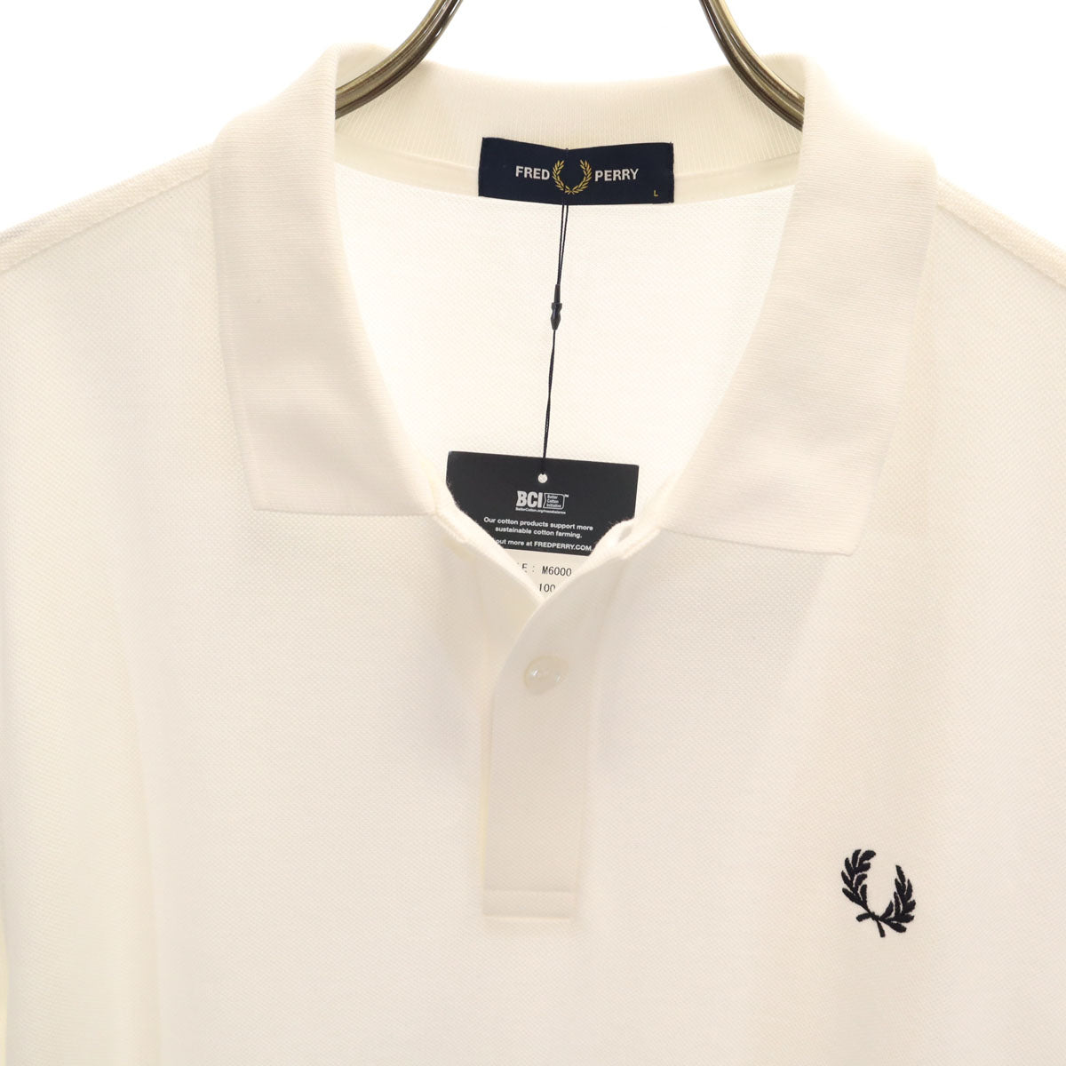 未使用 FRED PERRY フレッドペリー 半袖 ポロシャツ L ホワイト系 鹿の子地 メンズ