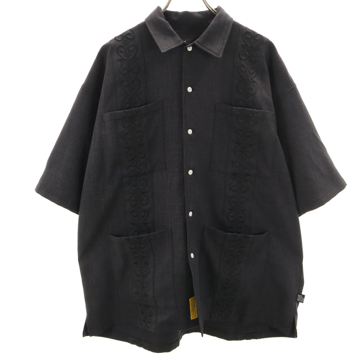 美品 FAT エフエーティー 半袖 GARCIA キューバシャツ SKINNY チャコールグレー メンズ