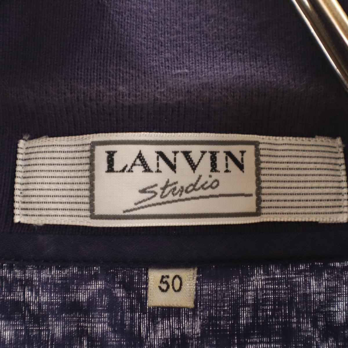 LANVIN STUDIO ランバンスタジオ リネンブレンド 半袖 シャツ 50 紺紫 メンズ