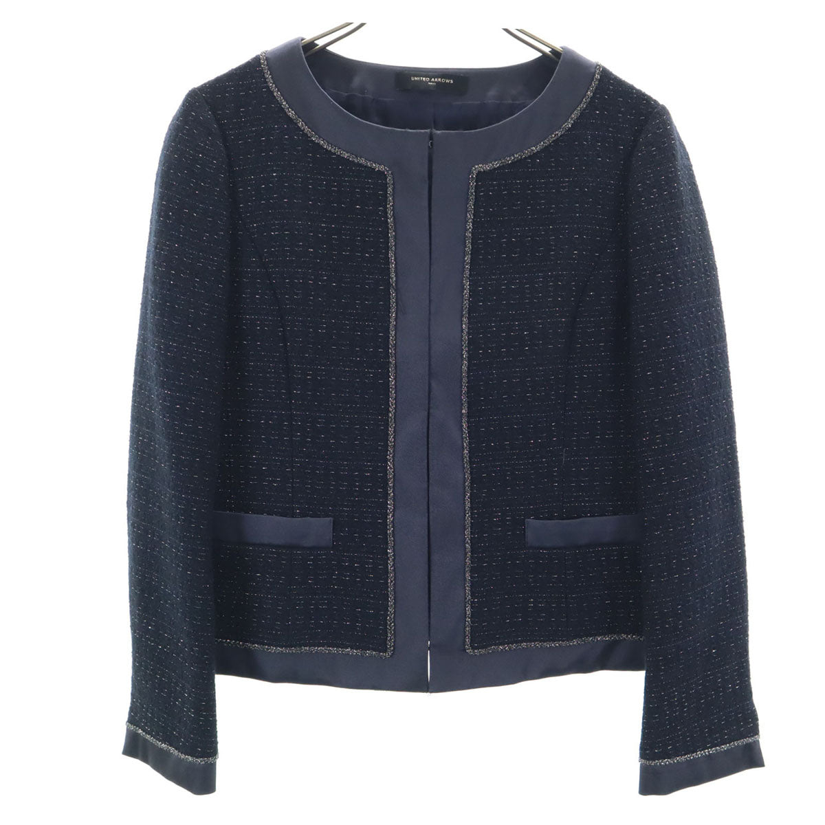 UNITED ARROWS ユナイテッドアローズ ツイードジャケット 38 濃紺 レディース