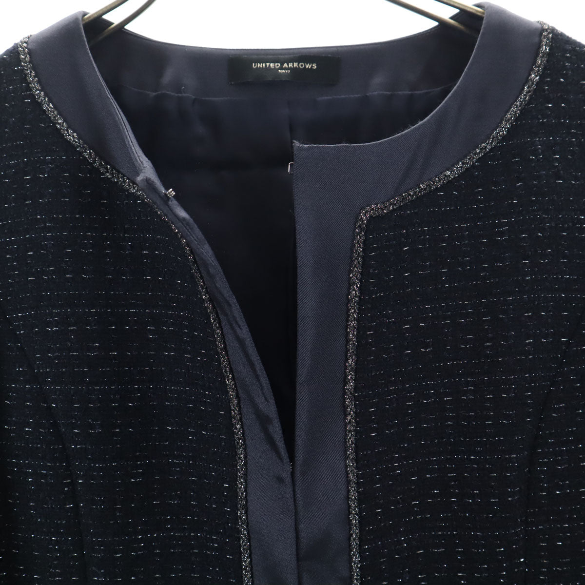 UNITED ARROWS ユナイテッドアローズ ツイードジャケット 38 濃紺 レディース