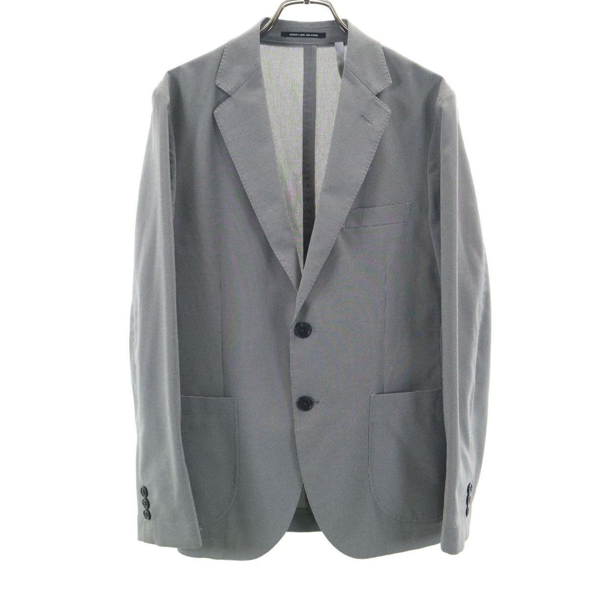 GREEN LABEL RELAXING UNITED ARROWS グリーンレーベルリラクシング ユナイテッドアローズ ACTIVE PLUS ハウンドトゥース柄 テーラードジャケット 44 グレー 千鳥格子 アンコン メンズ