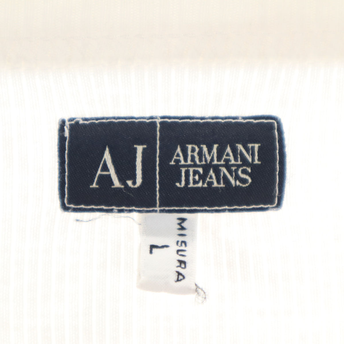 ARMANI JEANS アルマーニジーンズ 半袖 リブ Tシャツ L ホワイト レディース