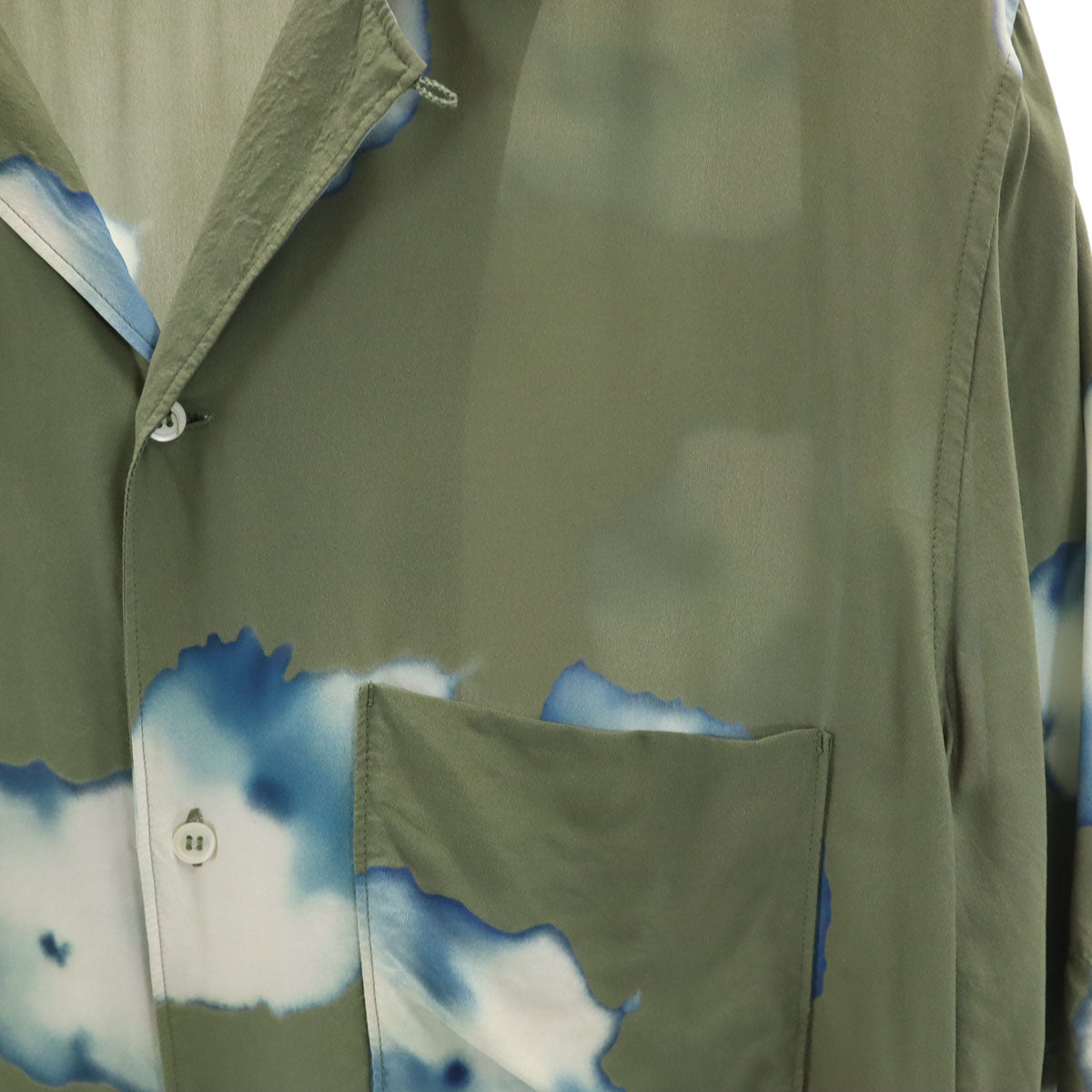 ACNE STUDIOS アクネストゥディオズ 総柄 半袖 オープンカラーシャツ 48 オリーブ系 メンズ