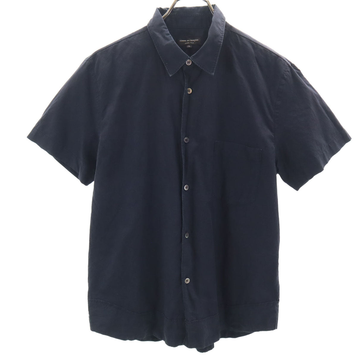COMME des GARCONS HOMME PLUS コムデギャルソンオムプリュス 2001年 日本製 半袖 シャツ L ネイビー メンズ