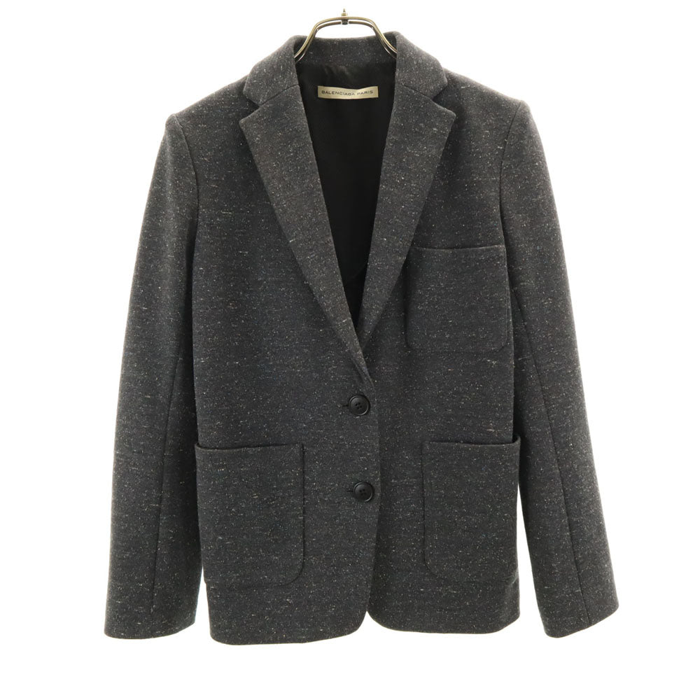 バレンシアガ パリス フランス製 ネップ入り テーラードジャケット 34 チャコールグレー ブレザー レディース