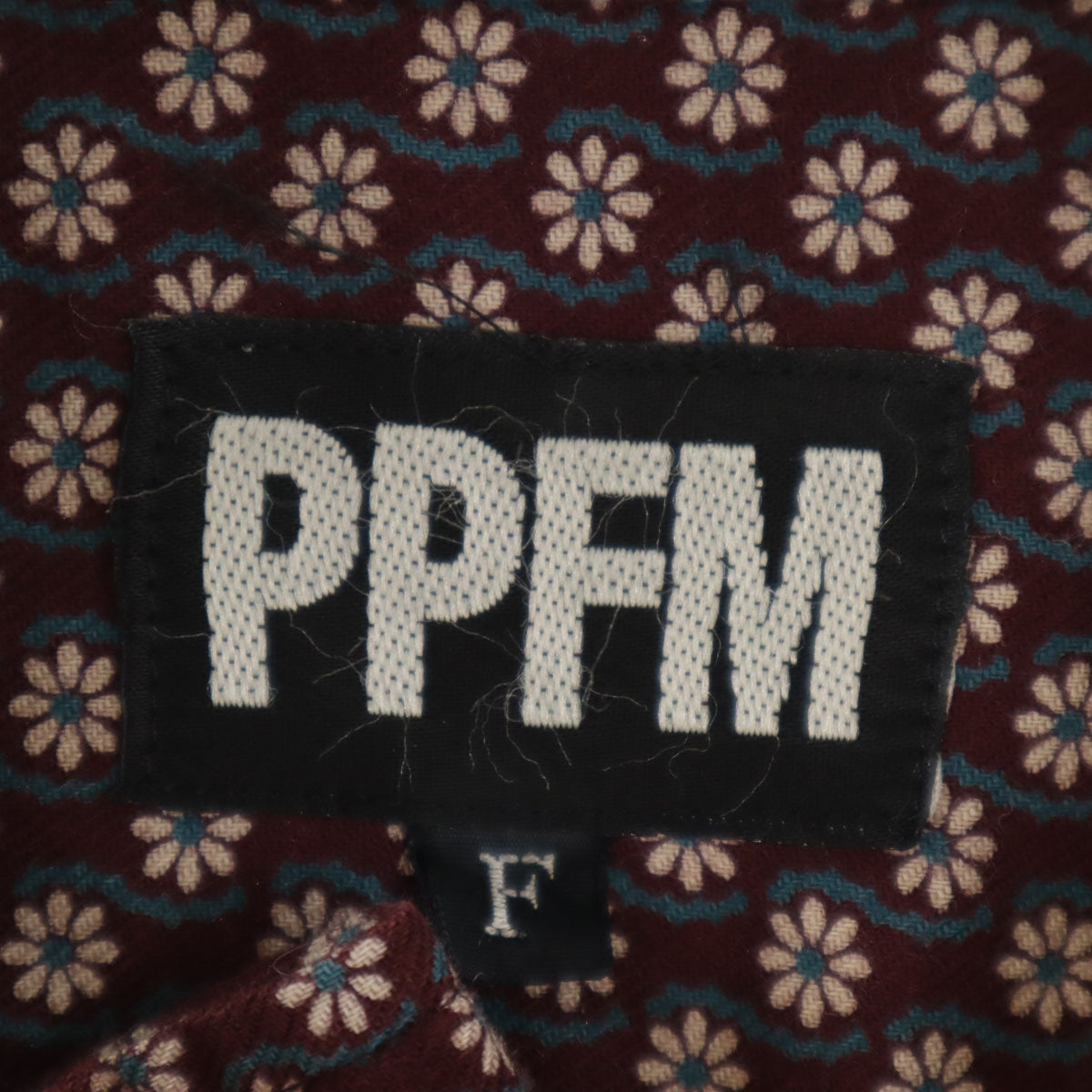 PPFM ピーピーエフエム 日本製 花柄 長袖 ジップアップ シャツ F ボルドー ペイトンプレイス レディース
