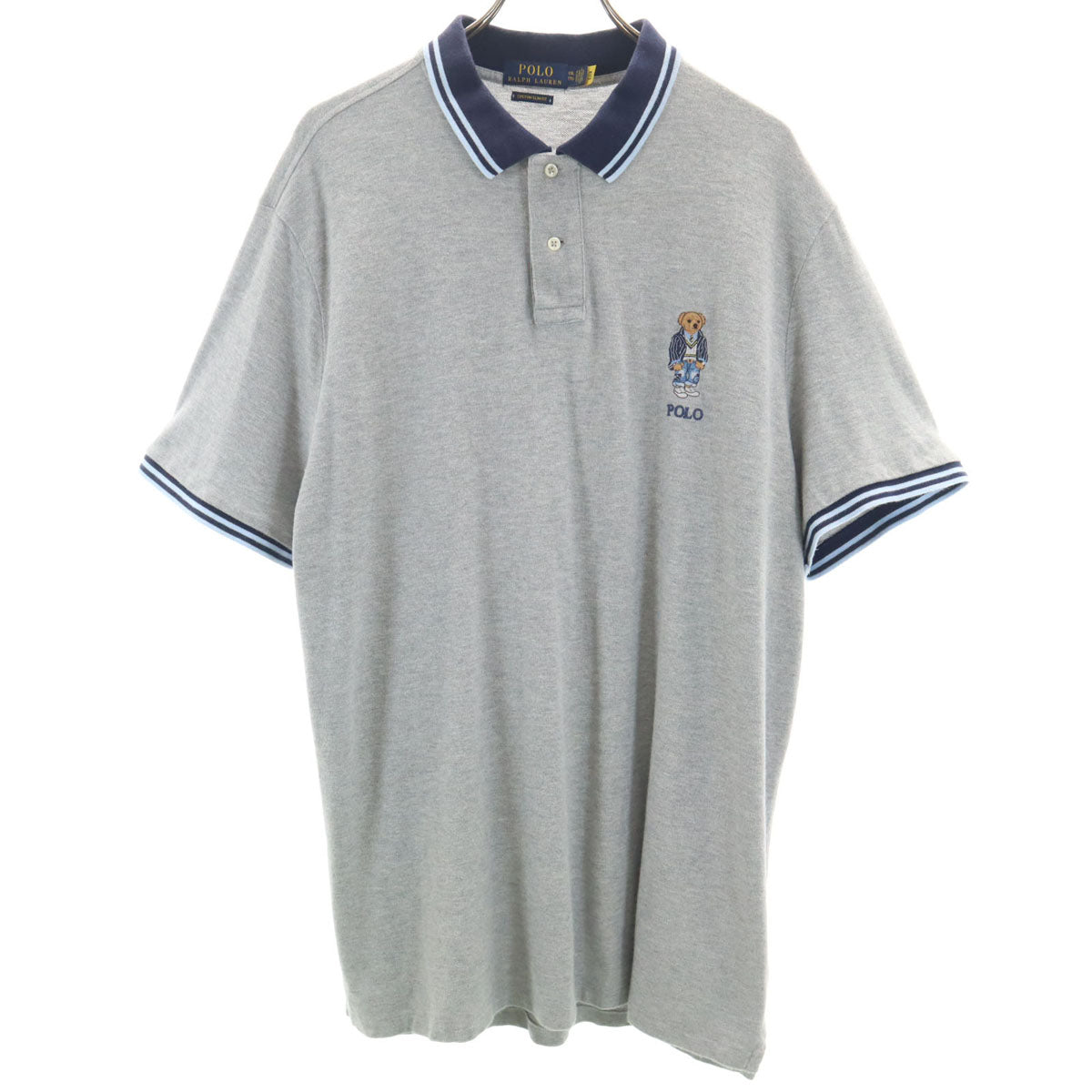 POLO RALPH LAUREN ポロラルフローレン ポロベア刺繍 半袖 ポロシャツ XXL グレージュ ビッグサイズ メンズ