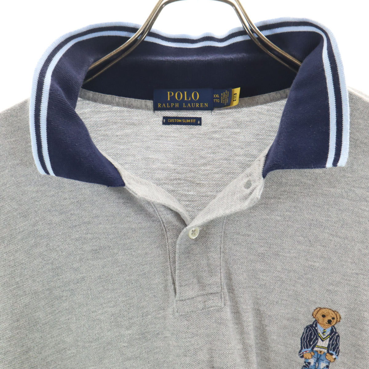 POLO RALPH LAUREN ポロラルフローレン ポロベア刺繍 半袖 ポロシャツ XXL グレージュ ビッグサイズ メンズ