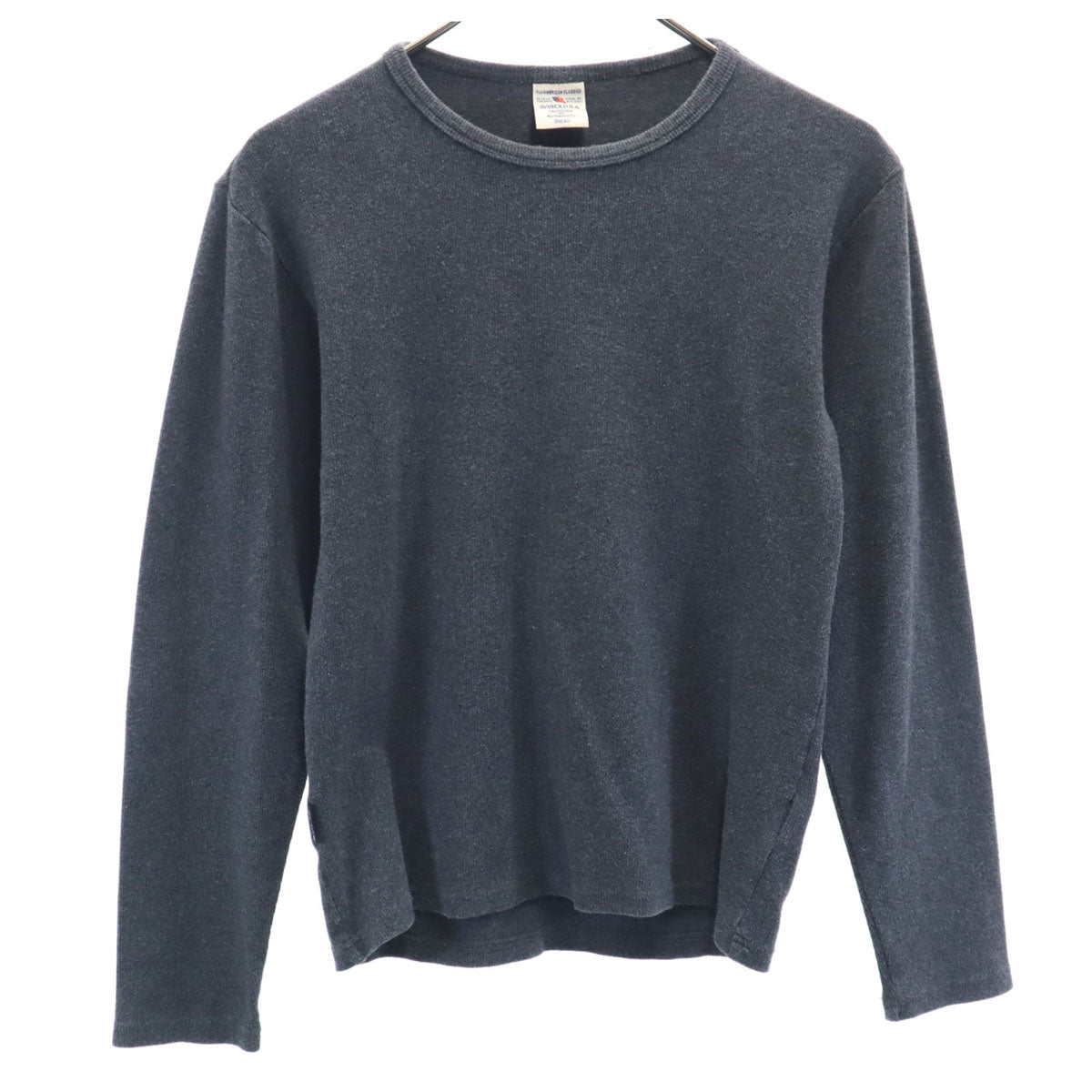 AVIREX アヴィレックス 長袖 クルーネック リブ Tシャツ S チャコールグレー 6153481 メンズ