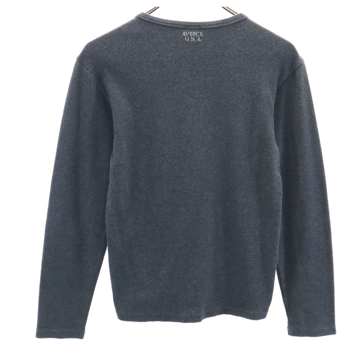 AVIREX アヴィレックス 長袖 クルーネック リブ Tシャツ S チャコールグレー 6153481 メンズ