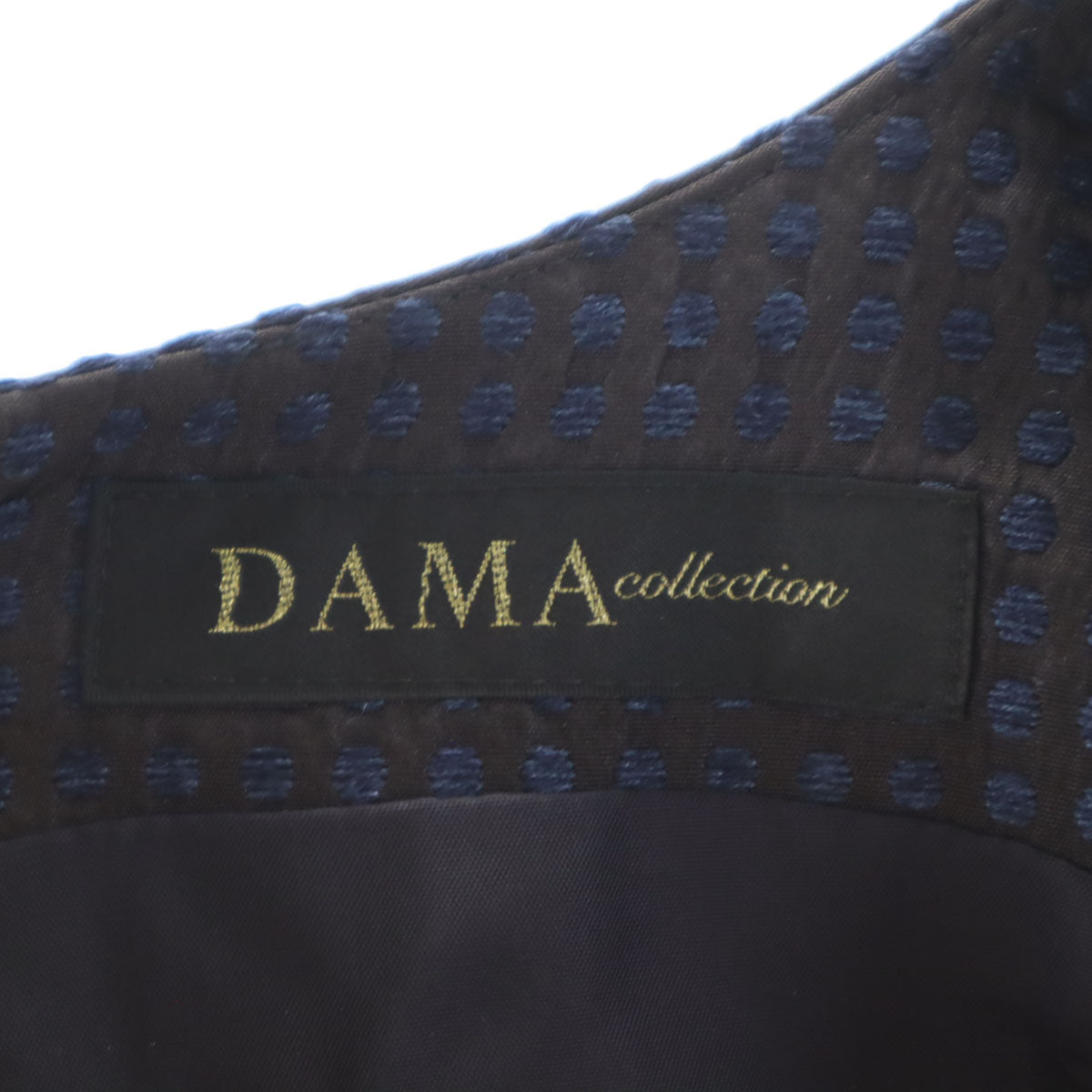 未使用 DAMA collection ダーマ コレクション 日本製 ドット柄 ノースリーブ ワンピース 7AR ネイビー レディース