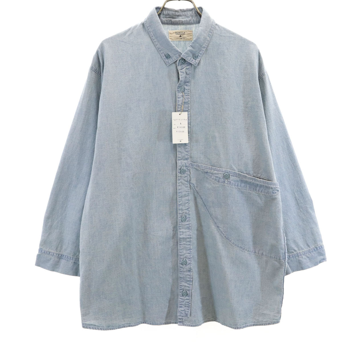 未使用 remilla レミーラ 7分袖 シャンブレー ボタンダウンシャツ L メンズ
