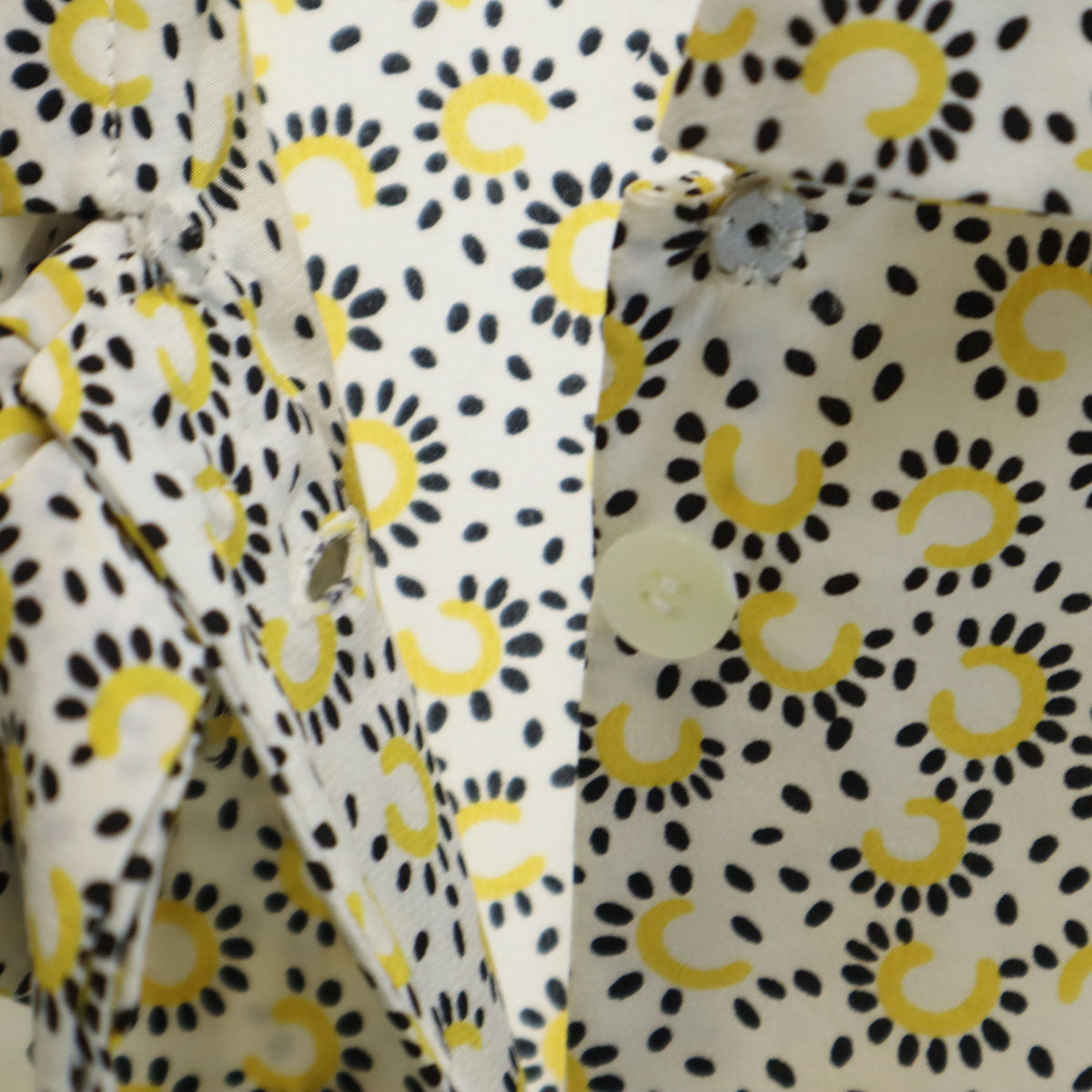 CELINE セリーヌ 90s イタリア製 フィービー期 総柄 長袖 ボウタイ シャツ 38 イエロー レディース