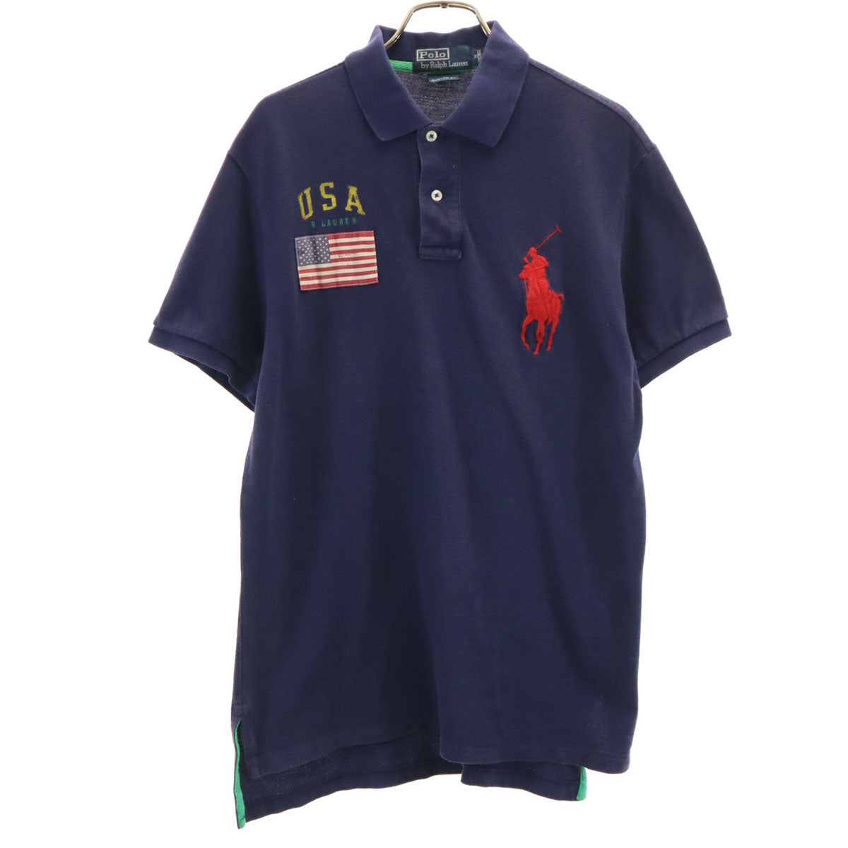 Polo by Ralph Lauren ポロバイラルフローレン ビッグポニー刺繍 半袖 ポロシャツ M ネイビー 鹿の子 メンズ