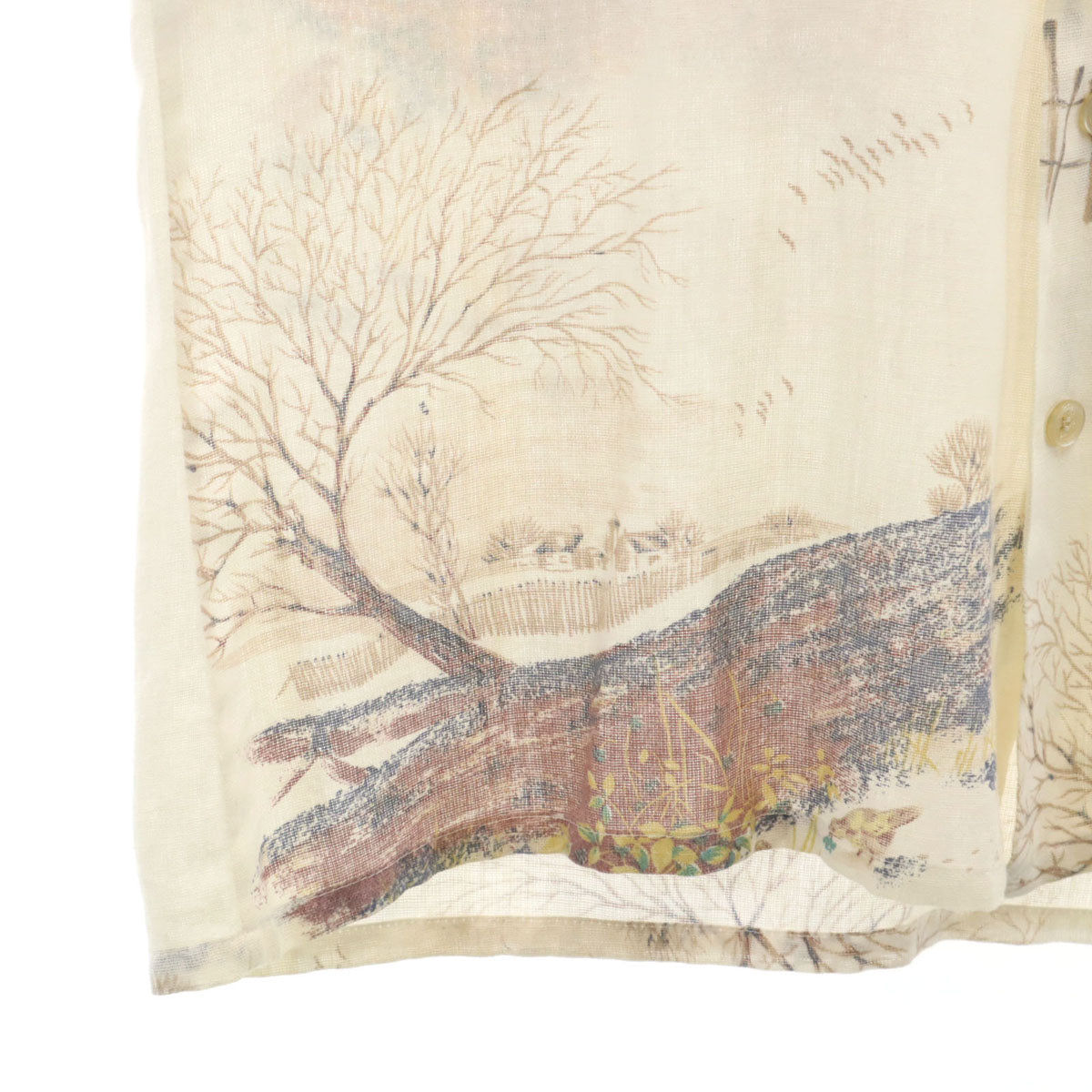 70s ヴィンテージ 総柄 長袖 シャツ L ベージュ メンズ