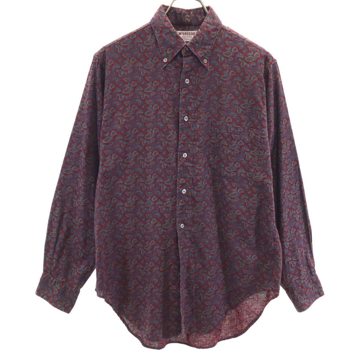 McGregor マクレガー 60s ヴィンテージ USA製 ペイズリー柄 長袖 ボタンダウンシャツ M バーガンディ メンズ
