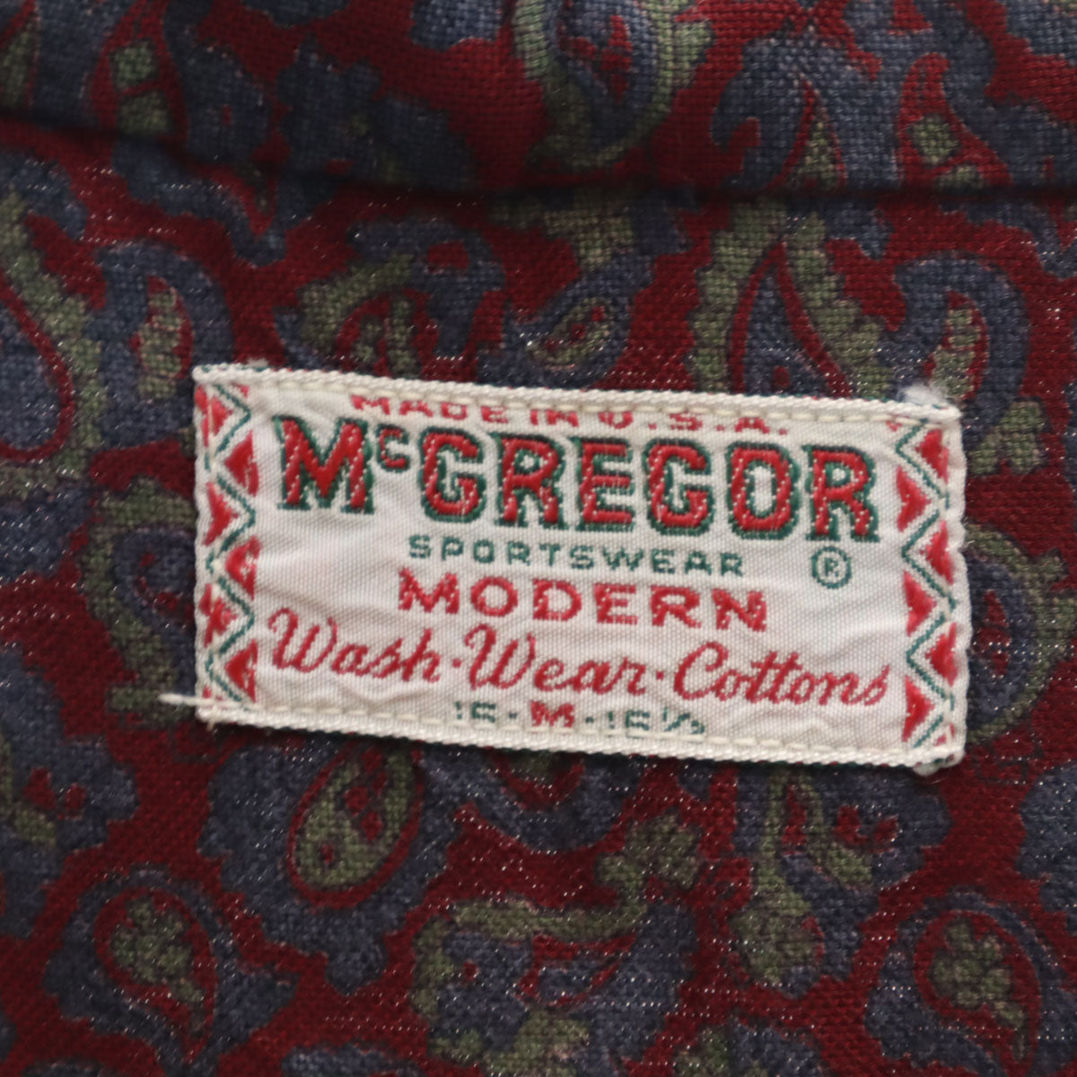 McGregor マクレガー 60s ヴィンテージ USA製 ペイズリー柄 長袖 ボタンダウンシャツ M バーガンディ メンズ