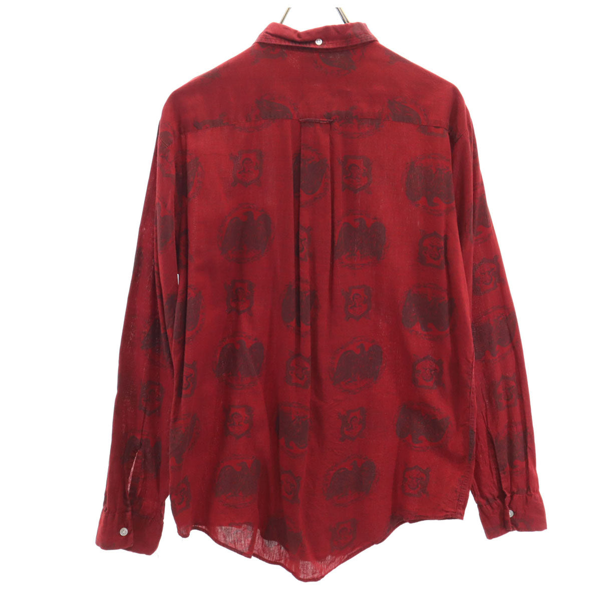 CAMPUS キャンパス 60s ヴィンテージ USA製 総柄 長袖 ボタンダウンシャツ M レッド メンズ