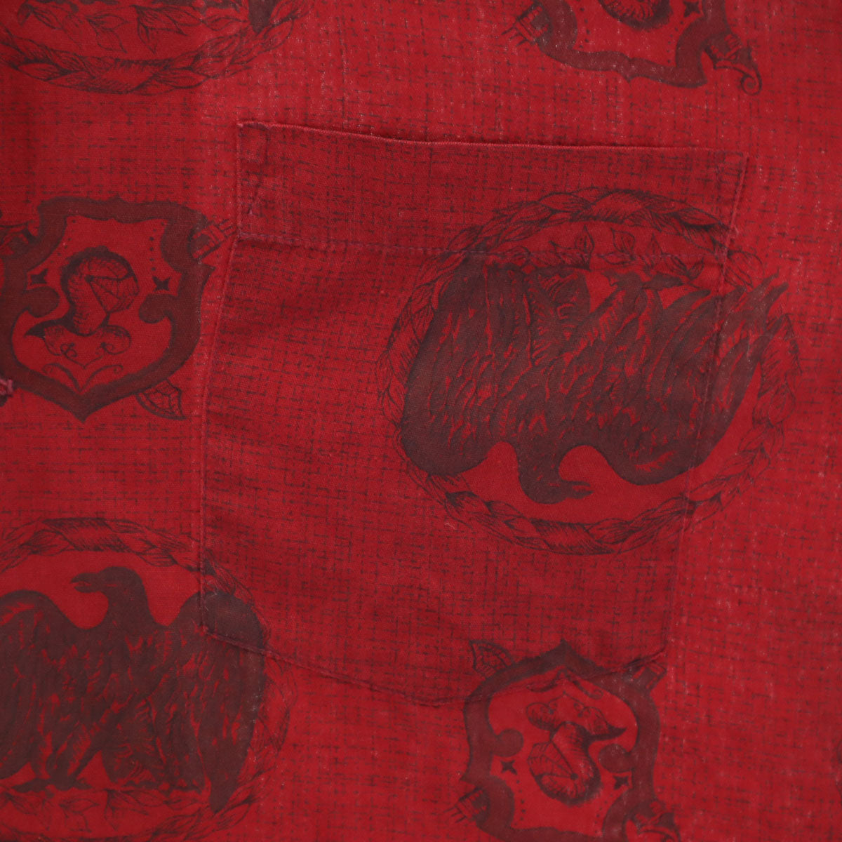 CAMPUS キャンパス 60s ヴィンテージ USA製 総柄 長袖 ボタンダウンシャツ M レッド メンズ