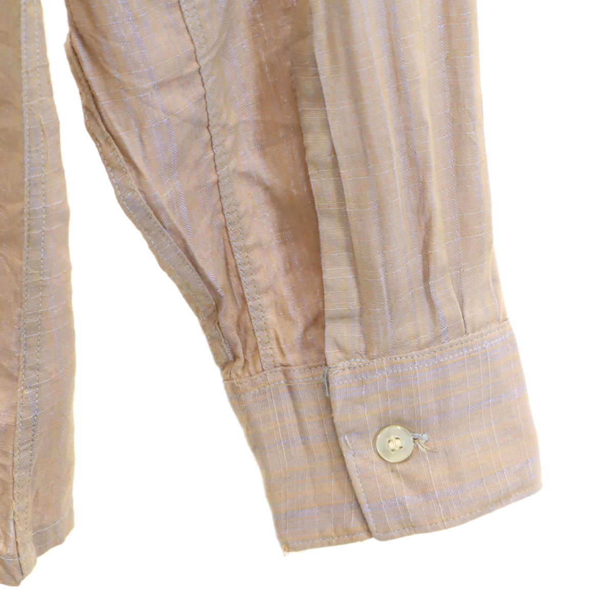 ビーブイディー 60s ヴィンテージ チェック柄 長袖 コットンシャツ M オレンジ メンズ