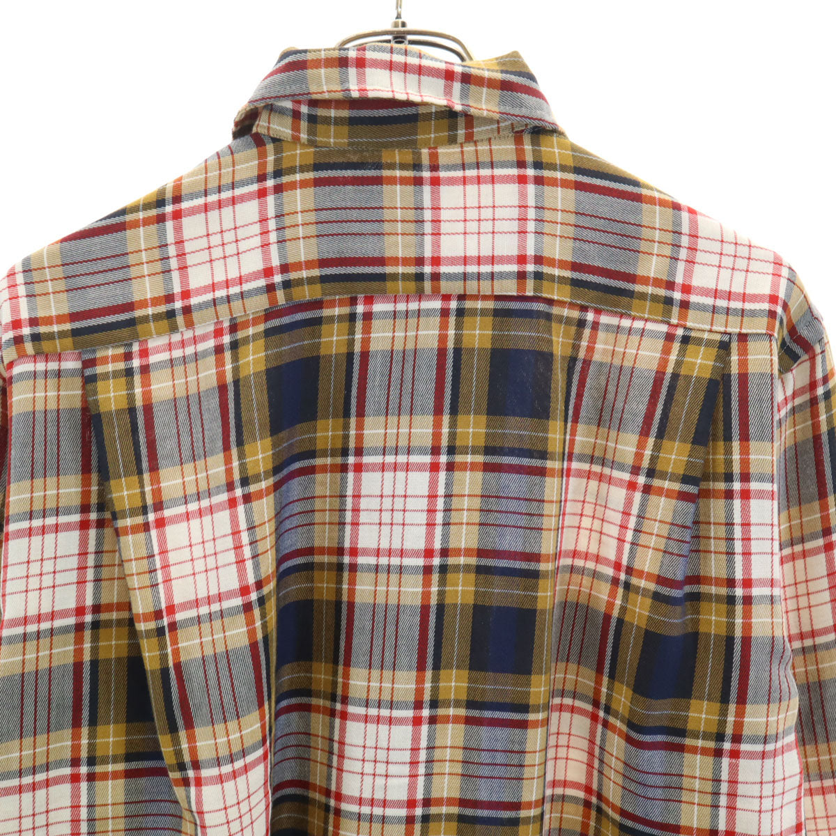 ドネガル 60s 70s ヴィンテージ チェック柄 長袖 コットンシャツ M イエロー メンズ