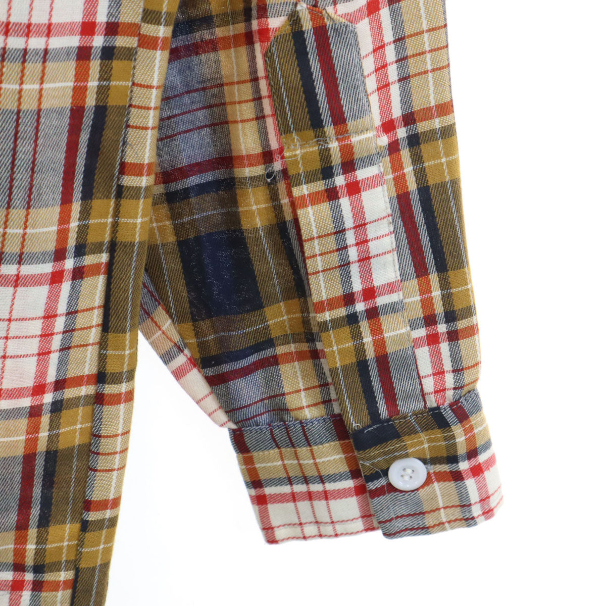ドネガル 60s 70s ヴィンテージ チェック柄 長袖 コットンシャツ M イエロー メンズ