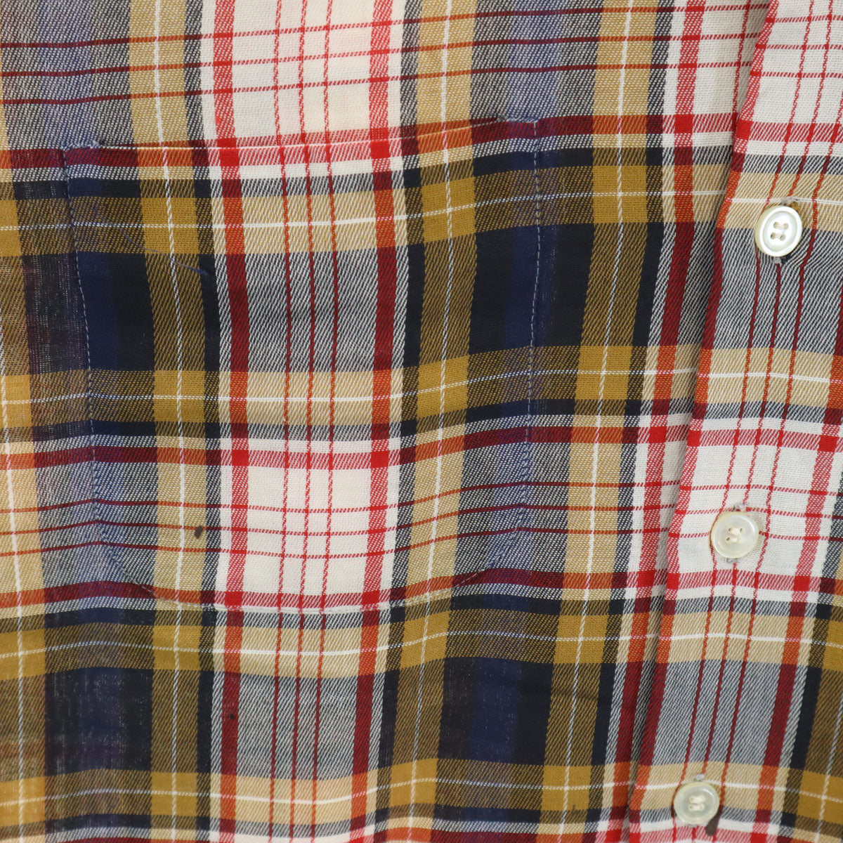ドネガル 60s 70s ヴィンテージ チェック柄 長袖 コットンシャツ M イエロー メンズ