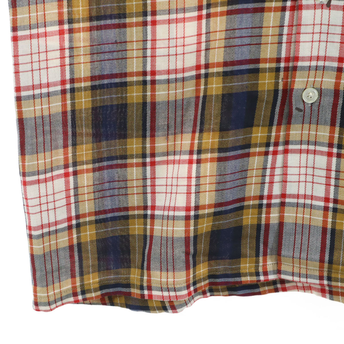 ドネガル 60s 70s ヴィンテージ チェック柄 長袖 コットンシャツ M イエロー メンズ
