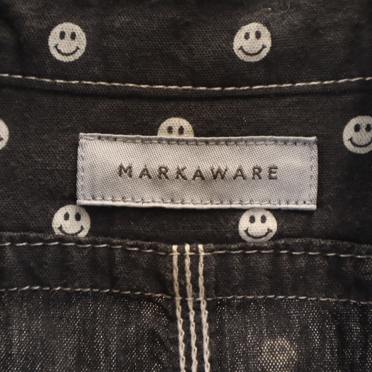 markaware マーカウェア 日本製 ニコちゃん ドット柄 長袖 ボタンダウンシャツ 1 ブラック 水玉 メンズ
