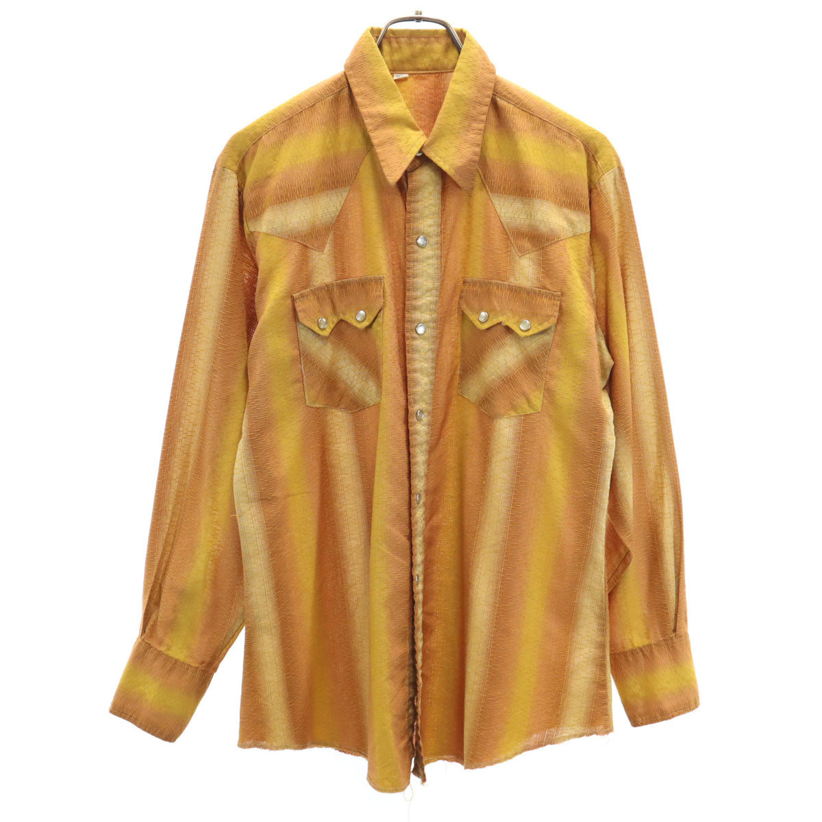 VINTAGE ヴィンテージ 70s ストライプ柄 長袖 ウエスタンシャツ 16/33 オレンジ メンズ